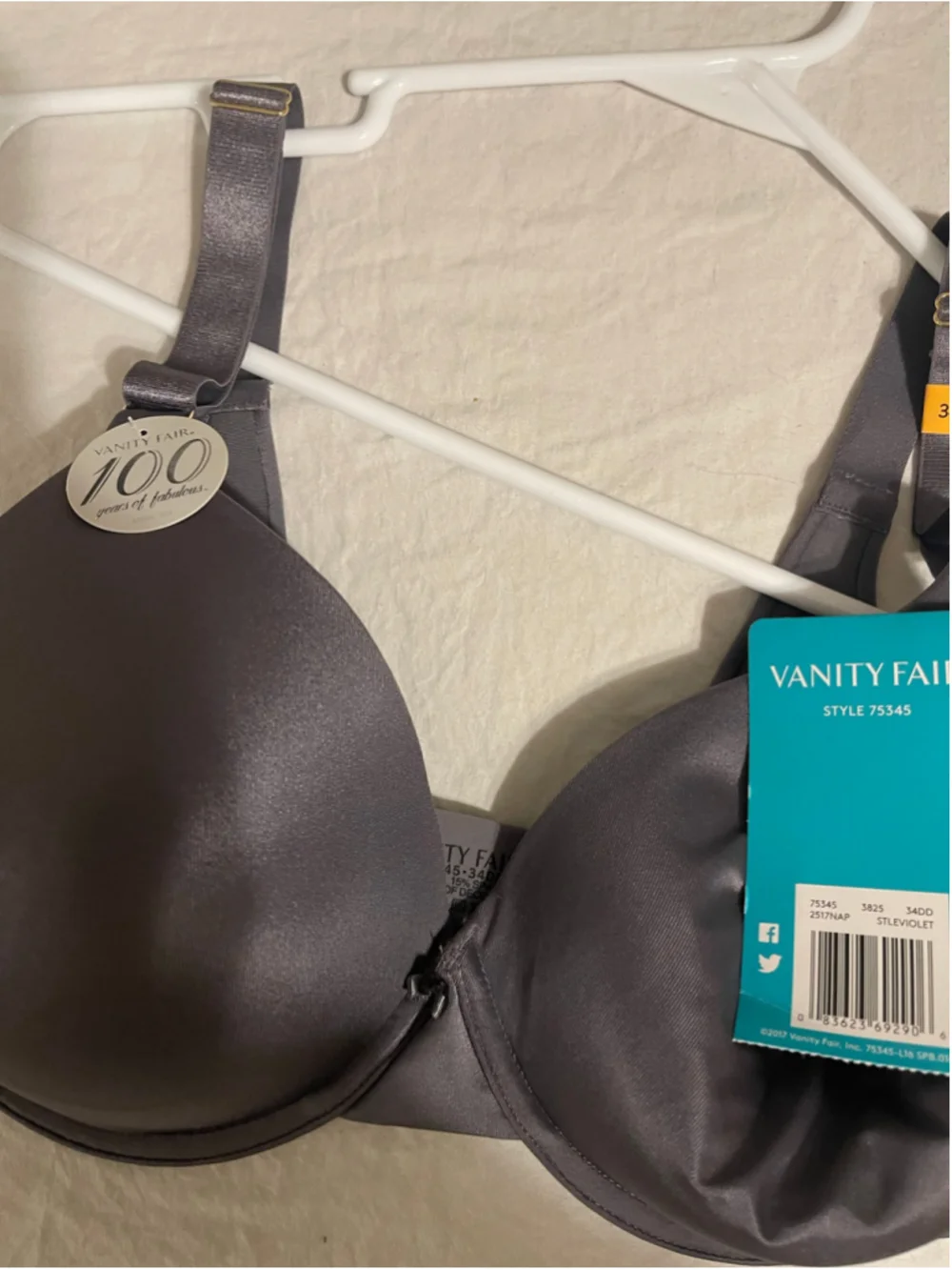 Women's Vanity Fair Beauty Back Bra 34DD Purple